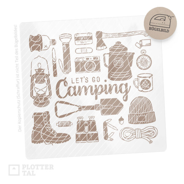 Bügelbild "Let's go camping" Camper Outdoor Bügeltransfer